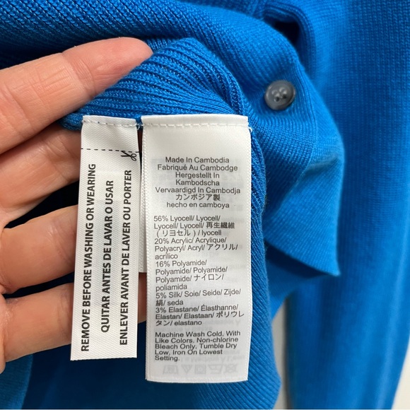 J. Crew Ribbed Jackie Cardigan Sweater Royal Blue Lyocell Silk Preppy Fitted S - Picture 9 of 10